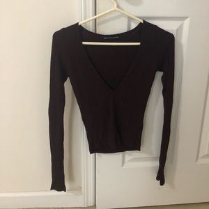 Plum V-Neck Long-sleeve Shirt
